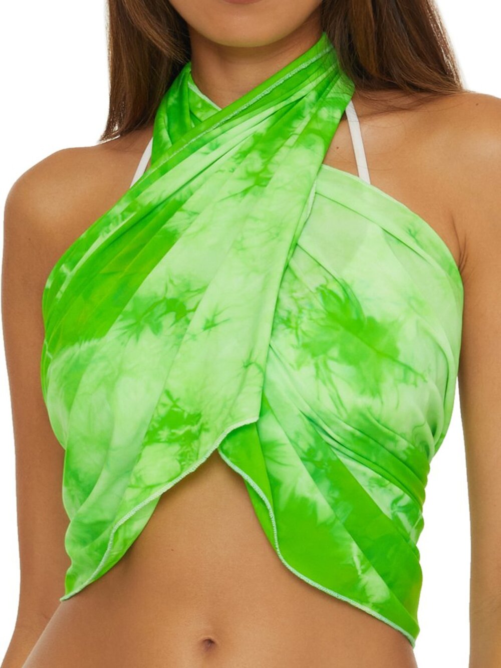 BCA By Rebecca Virtue Oasis Multiway Sarong Cover-Up Pareo Beach Wrap in Lime - Picture 5 of 12